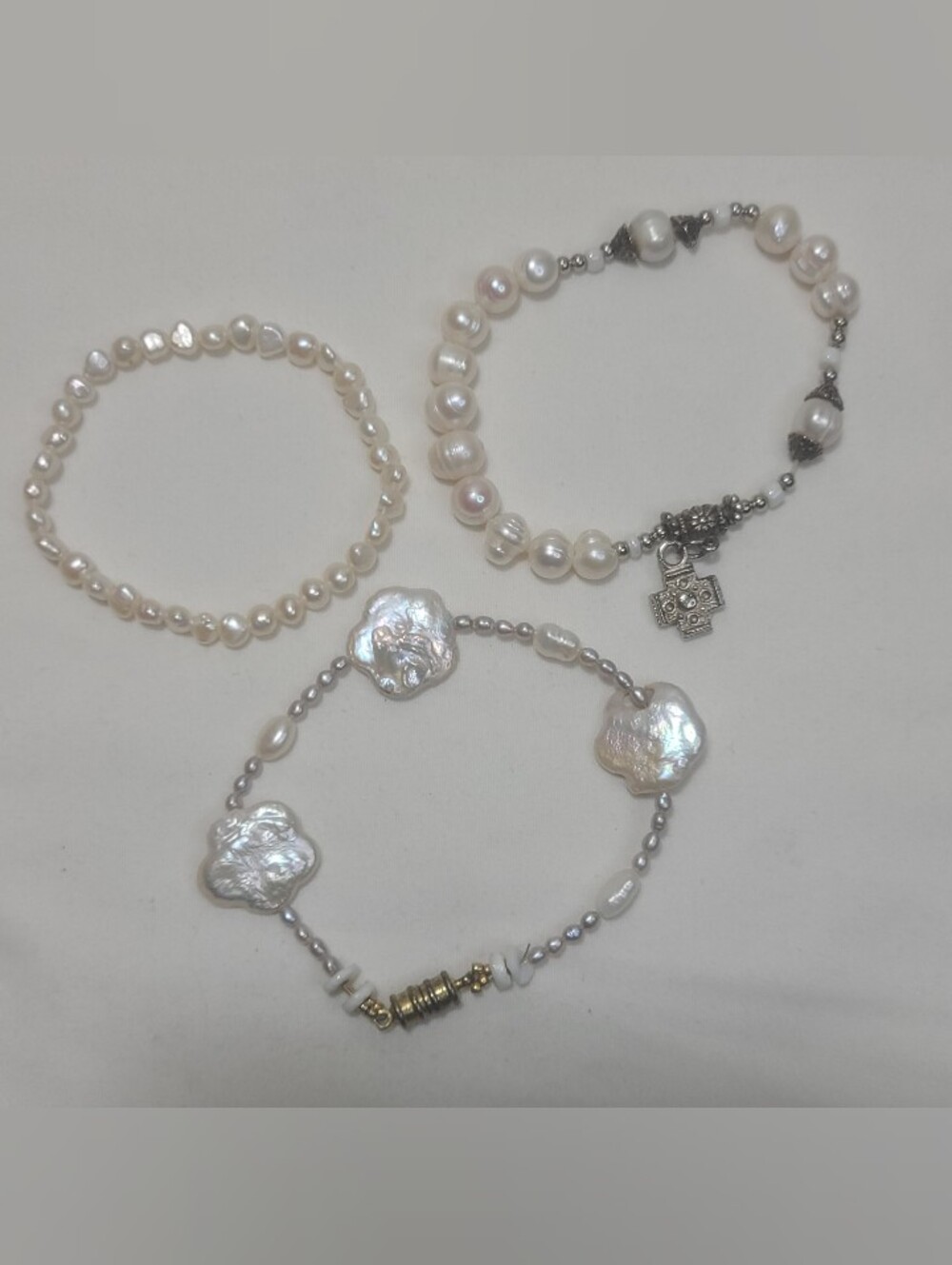 White Pearl Bracelet Set - Elegant Freshwater Pearl Bracelets